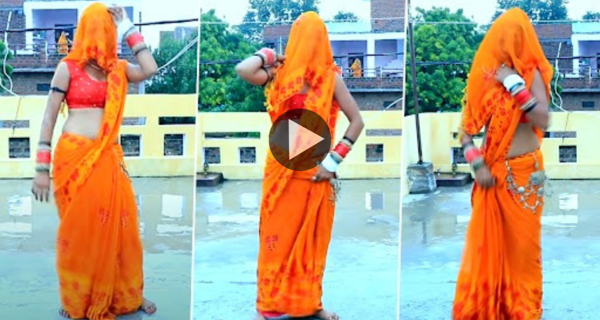 Desi sister-in-law dances in a sari while getting wet in the rain, will sweat watching the video