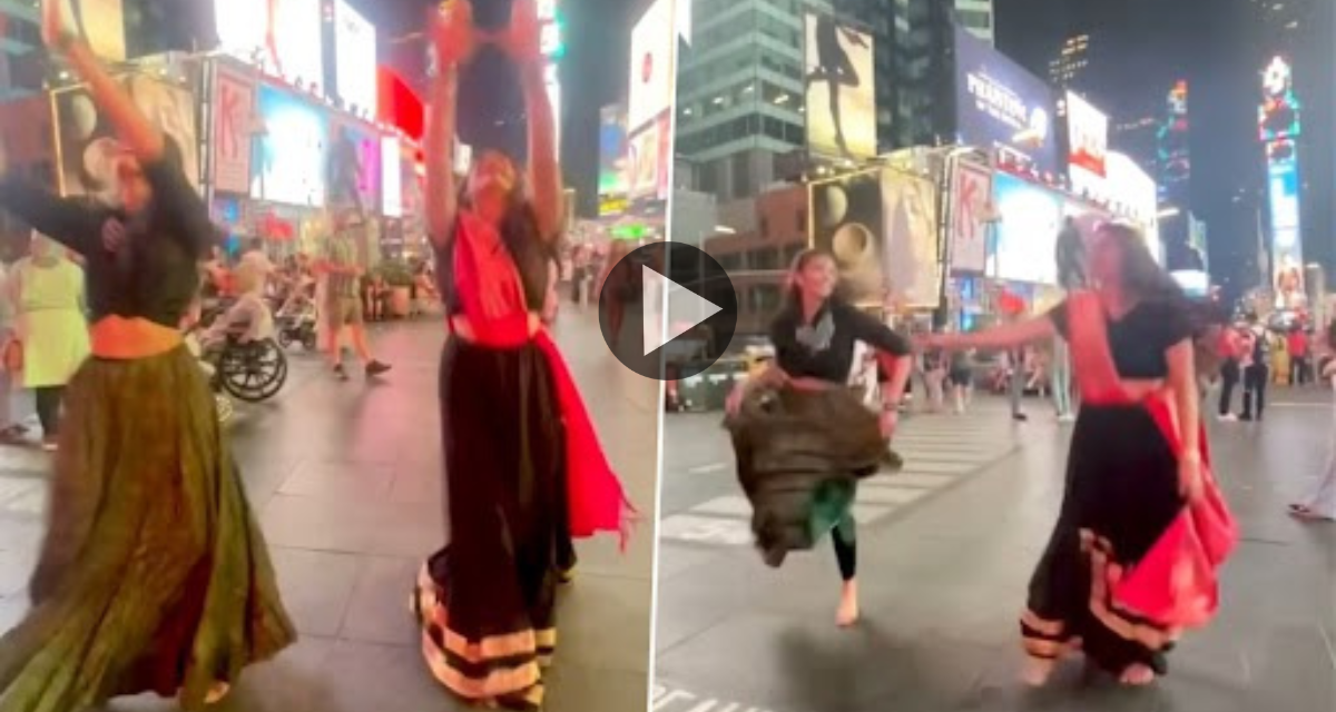 Navratri celebrations abroad too, women garba on Time Square