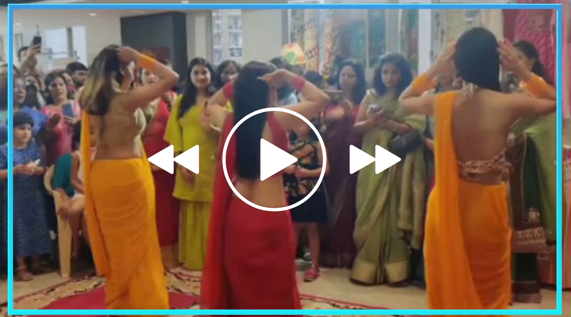 Wearing a low waist sari, sister-in-law did a tremendous dance