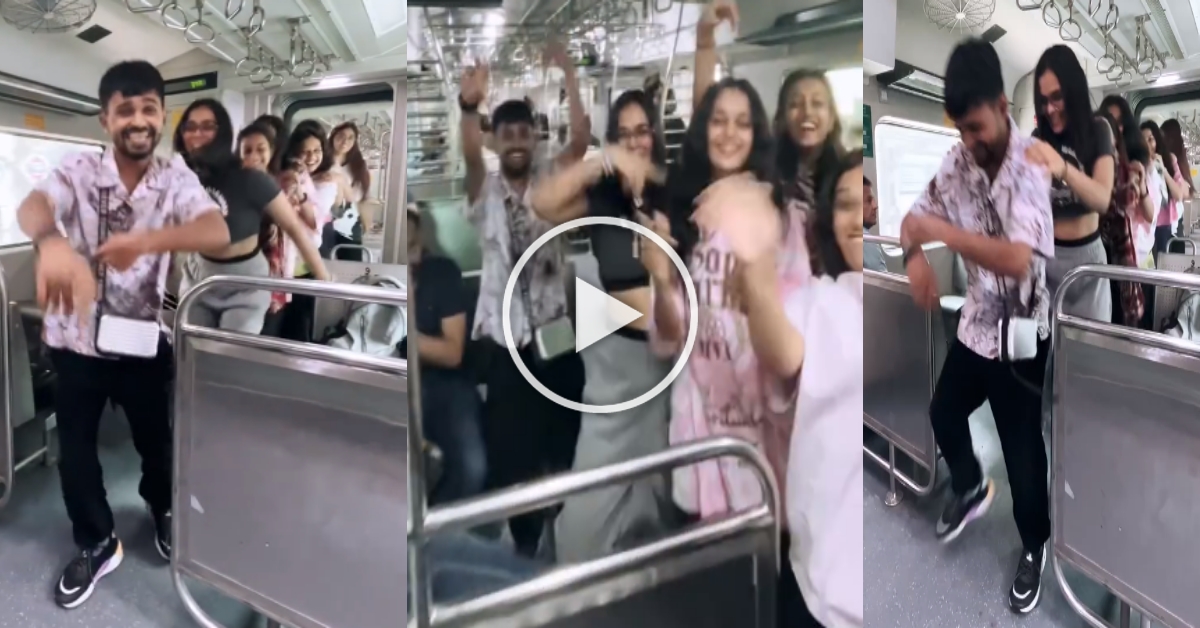 Youngsters dance to the song 'Gela Gela Gela' in AC Mumbai local train