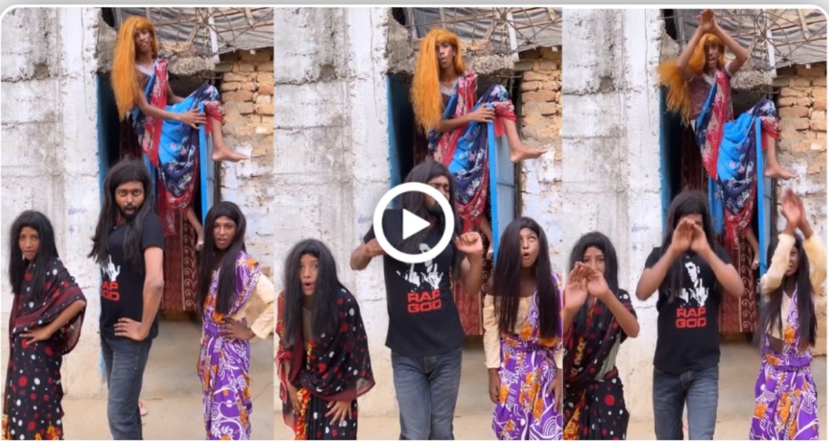 Wearing wigs, the boys dance to the song of the film 'Taal'