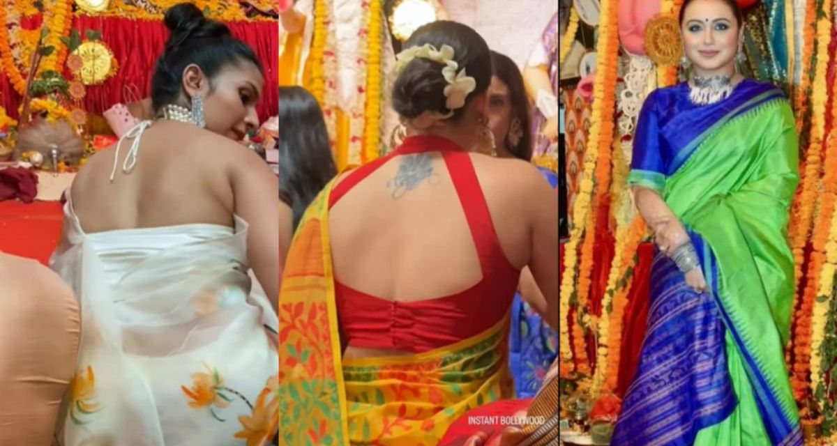 Fashionable style of actresses shown in Durga pandal