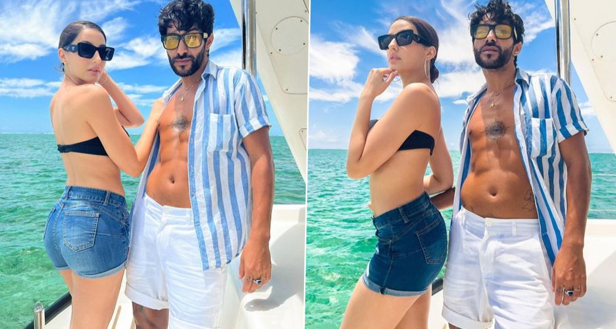 Nora Fatehi and her make-up artist out for a sea walk