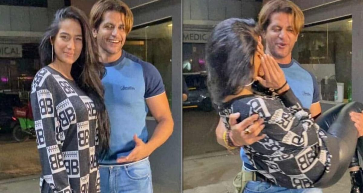 Karanvir Bohra lifts Poonam Pandey in her lap, actress seen adjusting clothes