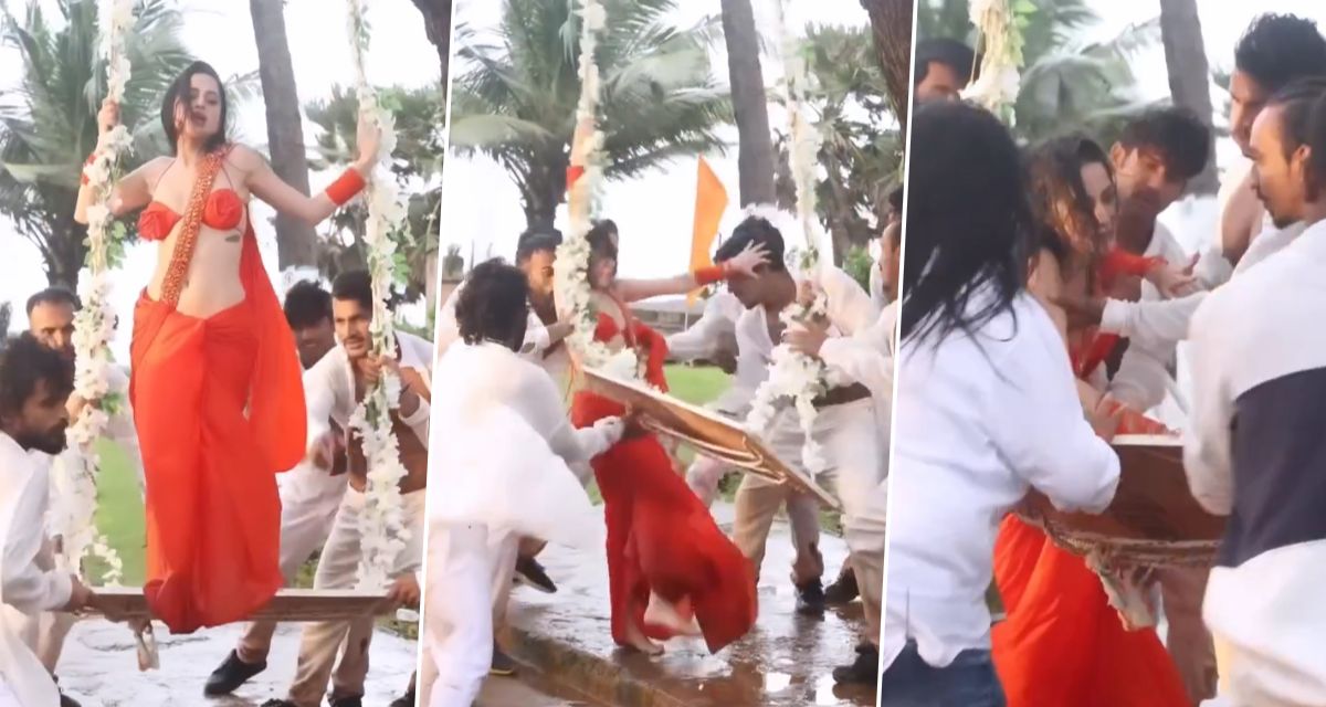 While dancing, Urfi Javed narrowly escaped from the swing.